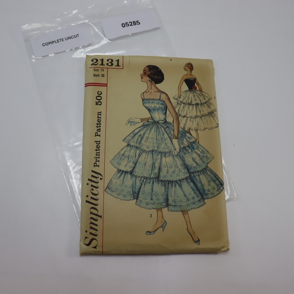 UNCUT Simplicity 2131 Vintage 1950s Evening Gown Dress Pattern Size 15 Bust 35